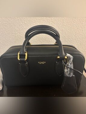 Authentic NWT Coach Black Bowery Satchel 22 with Brass Hardware